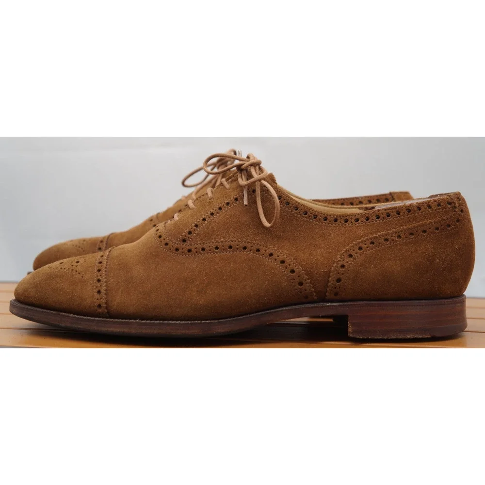 Crockett & Jones Winchester Tan Brown Suede Brogue Oxford UK 10.5 E US 11
